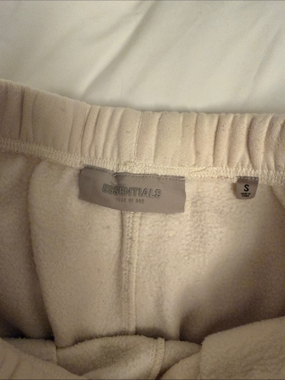 ESSENTIALS Cream Drawstring Joggers - Picture 3 of 4